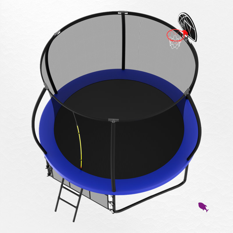 Trampoline ronde pour la cour de 10 pi avec enceinte sécuritaire, Bleu