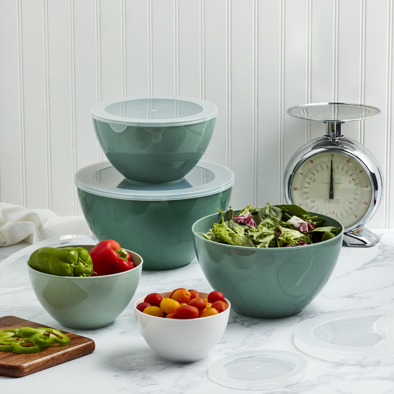 Basic Essentials 10pc Mixing Bowl Set with Lids, Gradient Fern Green