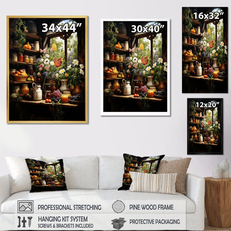 French Cheese Symphony II sur impression sur toile, Cadre flottant doré, H 40 po x l 30 po x P 1,5 po