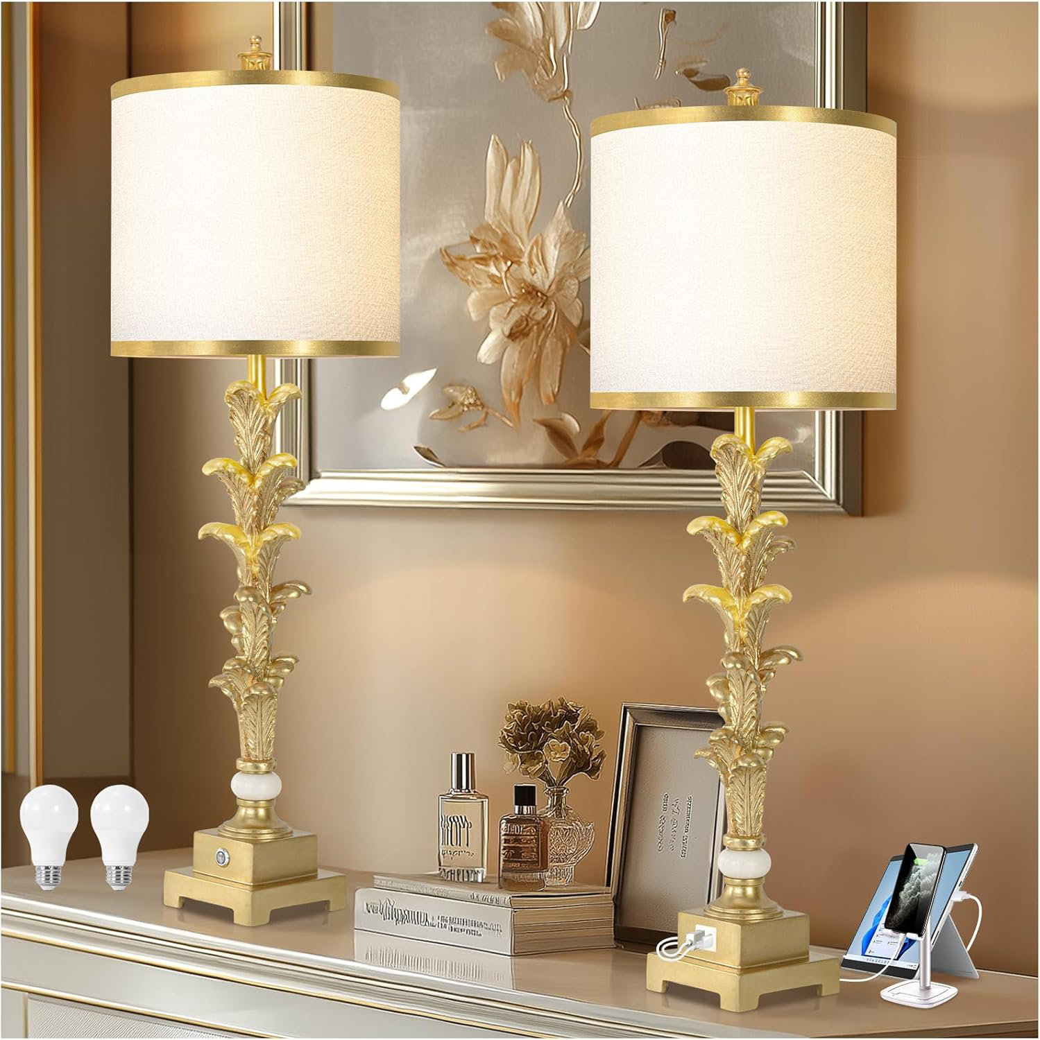 Nightstand Lamps Table Lamp With Usb Port And Outlet 21