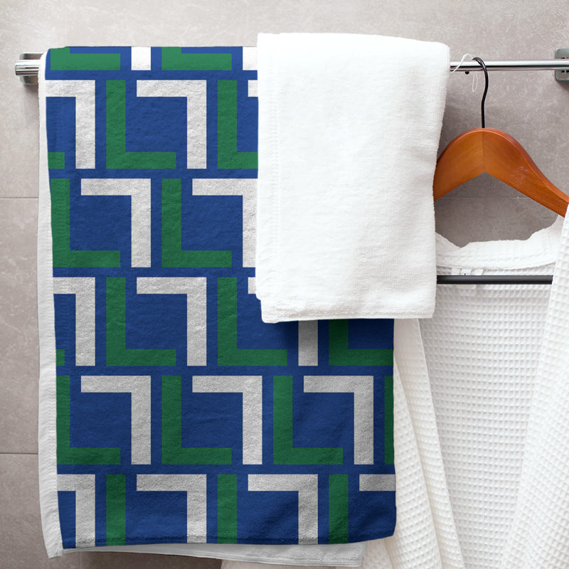 Bath Towel, Blue/Green/White