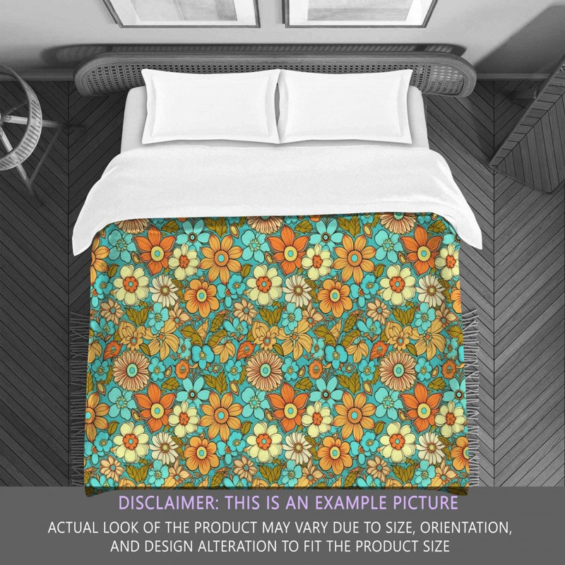 Retro Floral Comforter, King Comforter