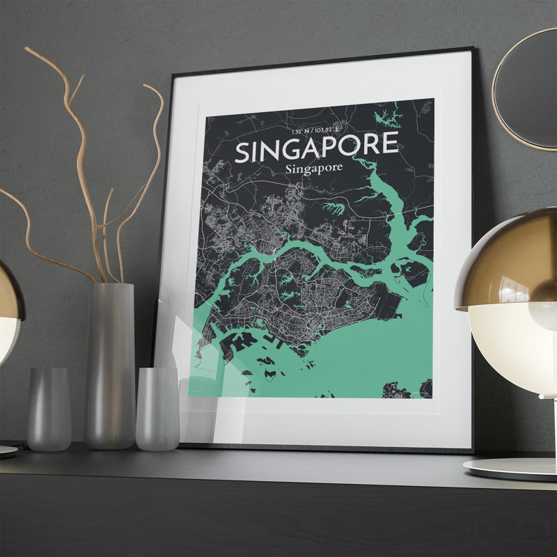 Singapore City Map In Dream - No Frame Print, 20cm H x 16cm W x 0.05cm D