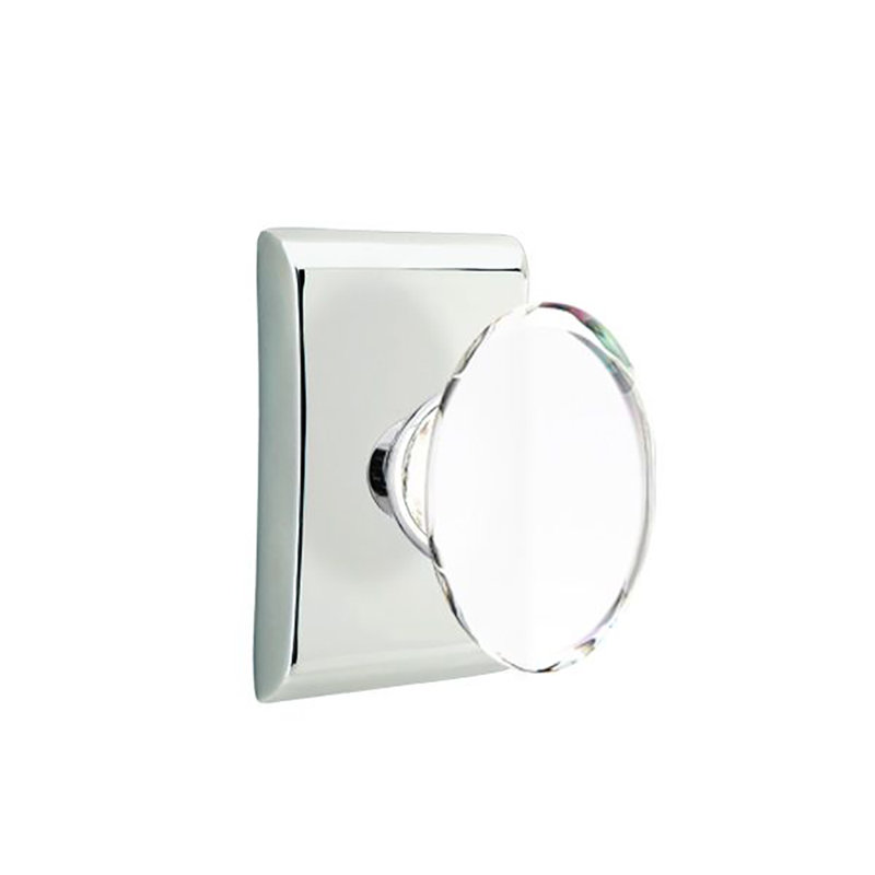 Ensemble de boutons d'intimité Emtek avec rosette Neos et bouton en verre Hampton, Chrome poli