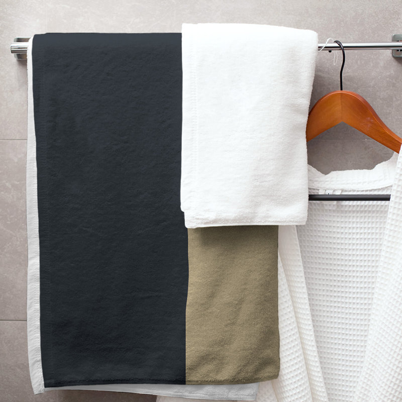 Cotton Blend Bath Towel, Black/Gold