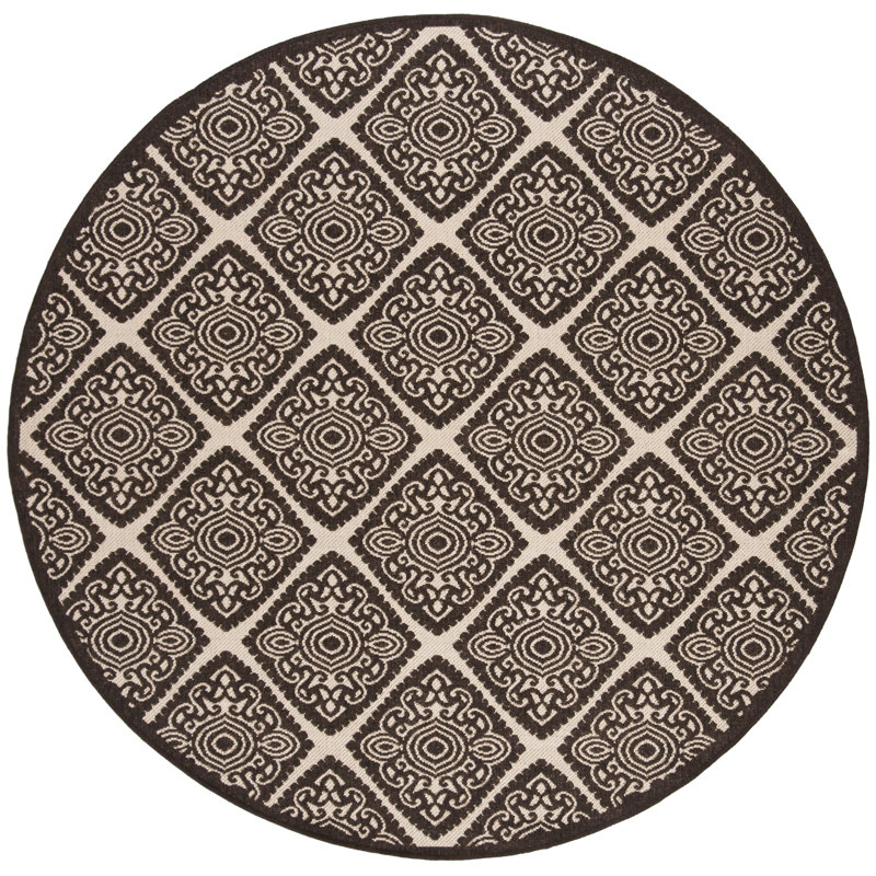 Burnell Performance Damask Rug, Round 6'7"
