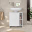 Armoire de salle de bain piédestal blanche à 1 porte avec 5 compartiments ouverts