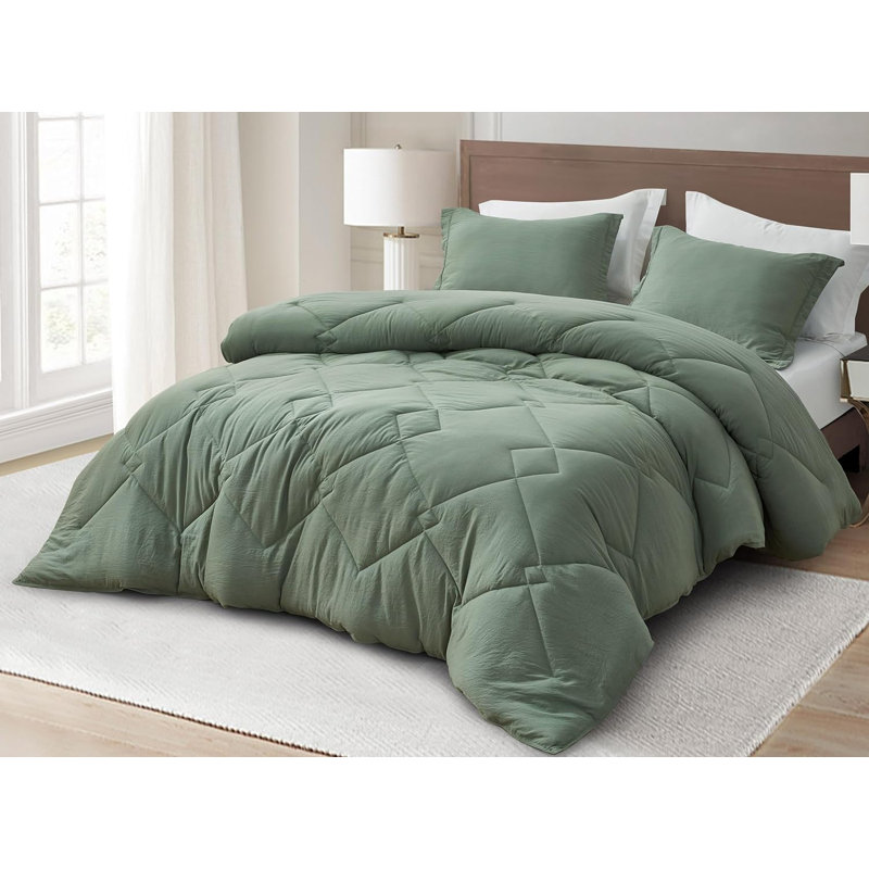 Logan Standard Comforter, Twin Extra Long Comforter + 1 Standard Sham, Sage Green