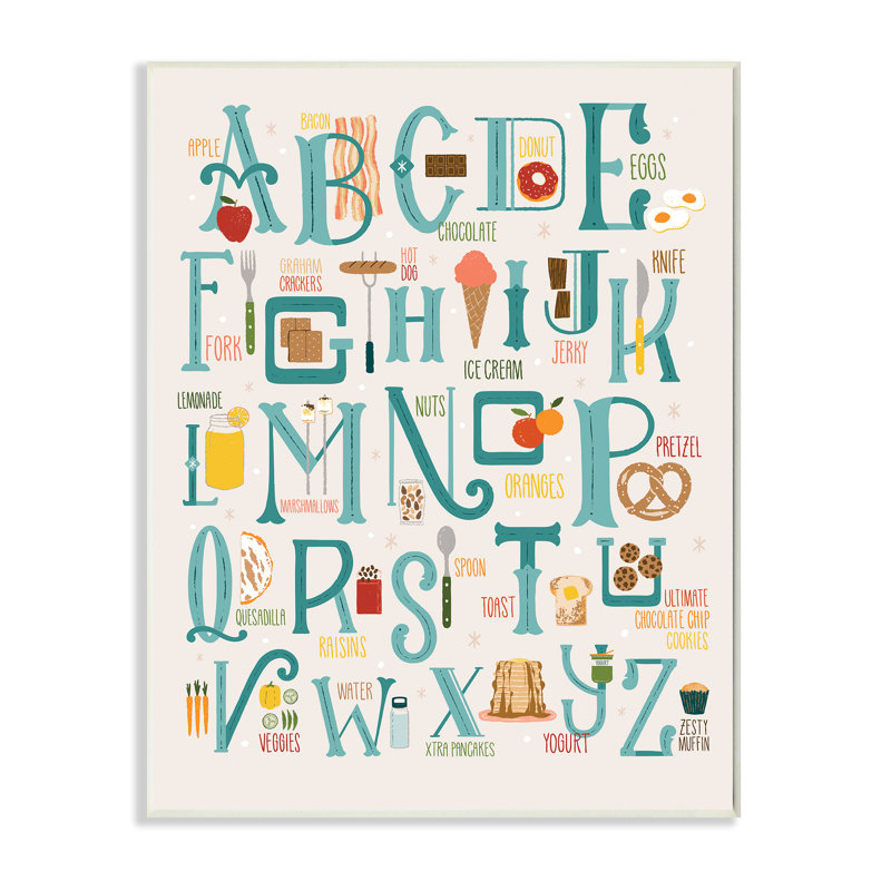 Graball - Alphabet des aliments, Bois naturel, H 19 po x l 13 po x P 0,5 po