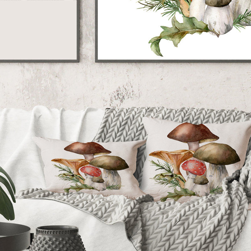 Composition avec housse de coussin carré et insert Amanita Muscaria Composition, 18" x 18"