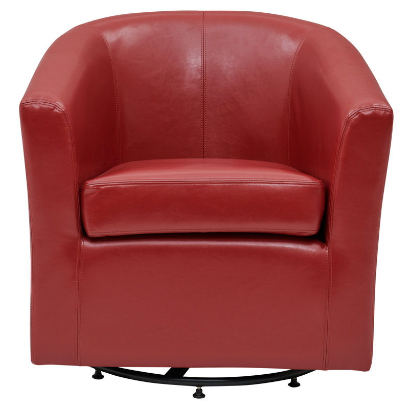 30-Inch Wide Swivel Barrel Chair, Red Bonded Leather