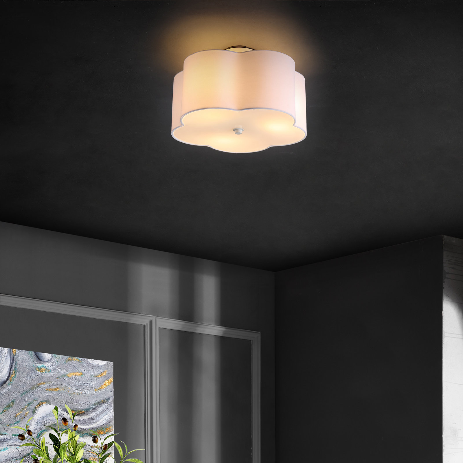 Mamchand 3 Light Fabric Semi Flush Mount