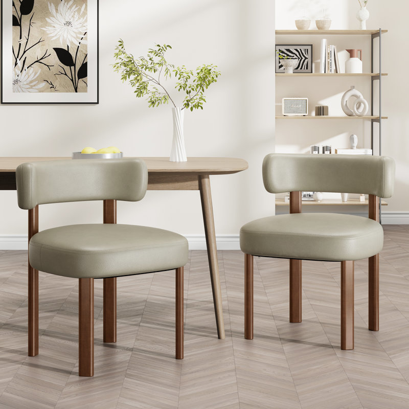 Chaise d'appoint rembourrée en similicuir, Taupe