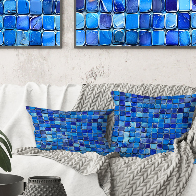 Carreaux de mosaïque bleu moderne IV - coussin lombaire moderne