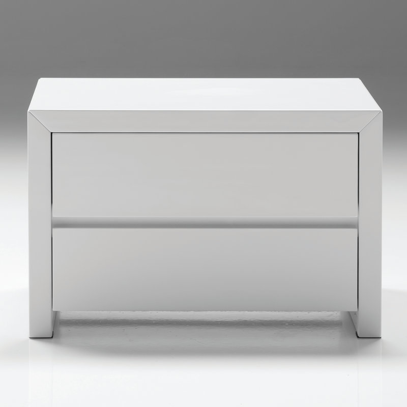 Blanche Nightstand, High Gloss White, 16" H x 24" W x 18" D