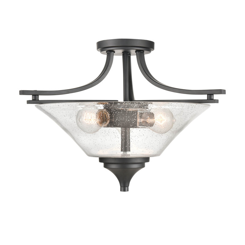 Plafonnier semi-encastré 2 lumières 19 po, Noir mat