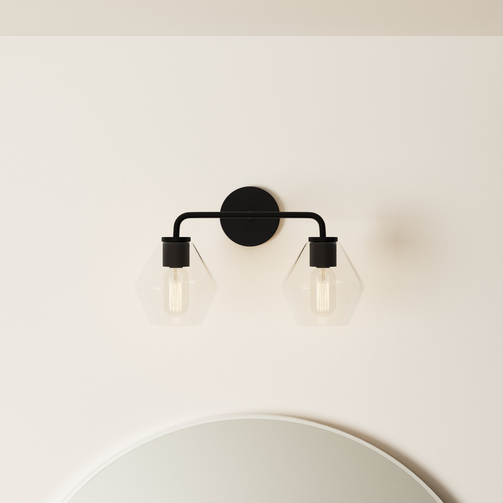 Rooks 2-Light Dimmable Vanity Light, Midnight Black, Clear