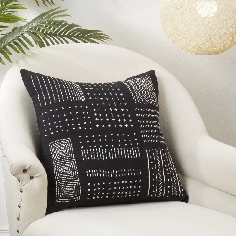 Jacoby Collection Cotton Throw Pillow, Black, Down