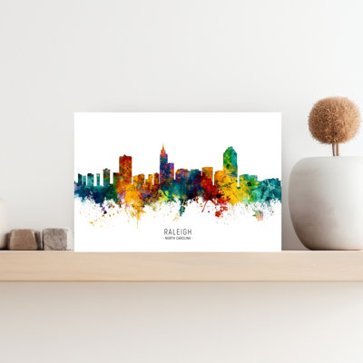 Colorful Raleigh Skyline Abstract Contemporary Architecture City Wall Art