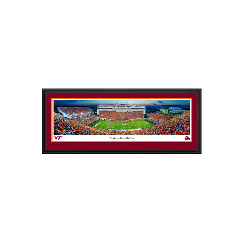 Impression panoramique de Virginia Tech Football, H 18 po x l 44 po x P 1,38 po, Cadre noir