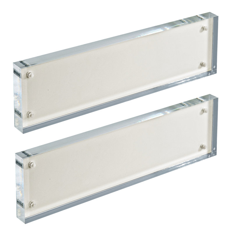 White Polished Acrylic Rectangular Tabletop Magnetic Frames