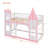 Pink-toned Twin Over Twin Castle Style Solid Wood Bunk Bed Frame with Integrated Side Ladder