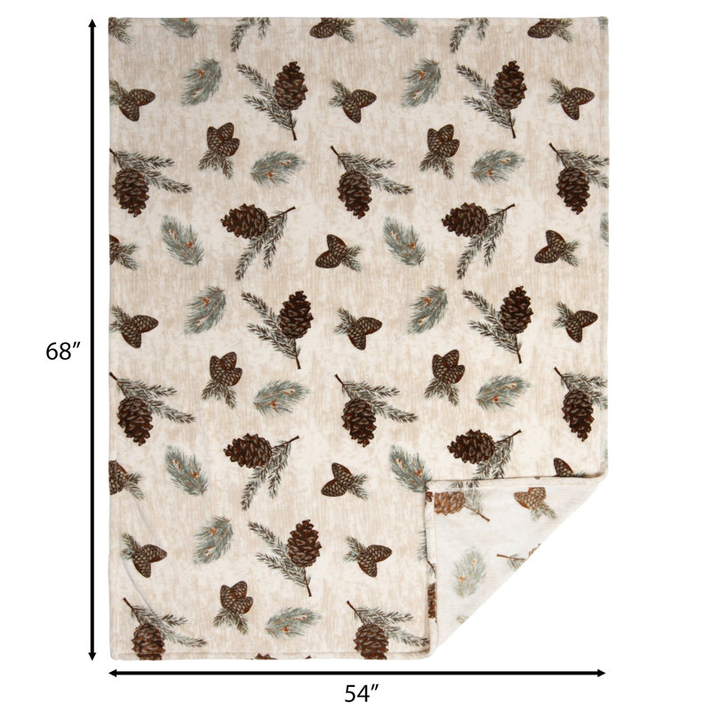 Rustic Pine Lightweight Fleece Sherpa Reversible Throw Blanket