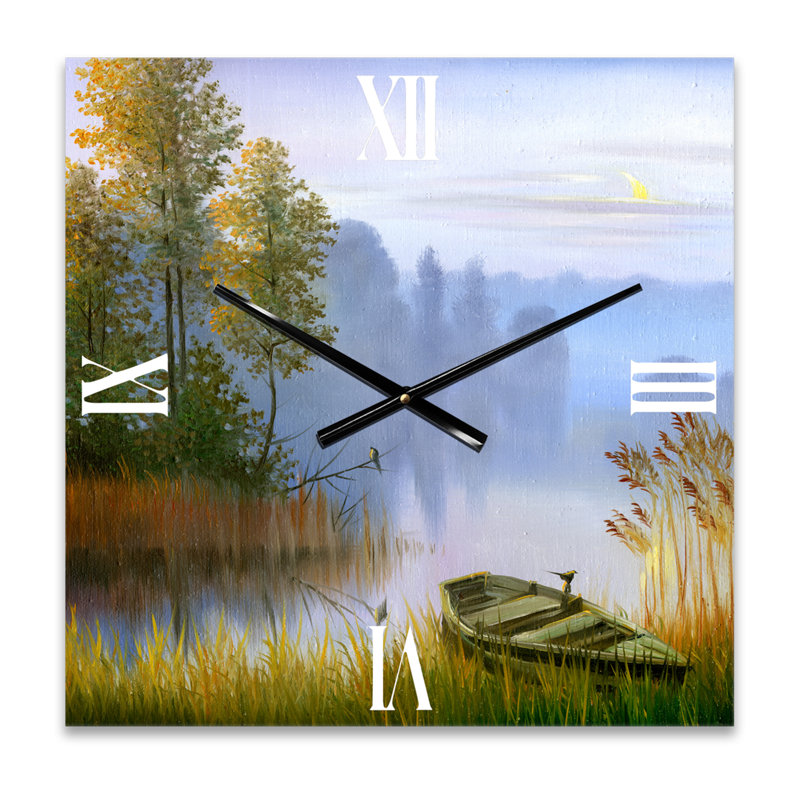 Horloge murale Le bateau sur la berge du lac, Moyen