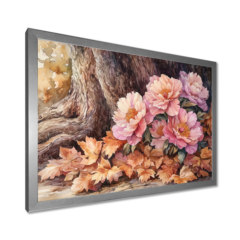 Imena, pivoines par le chêne, art mural, Reproduction encadrée d'une seule photo, Argent argent, H 30 po x l 40 po