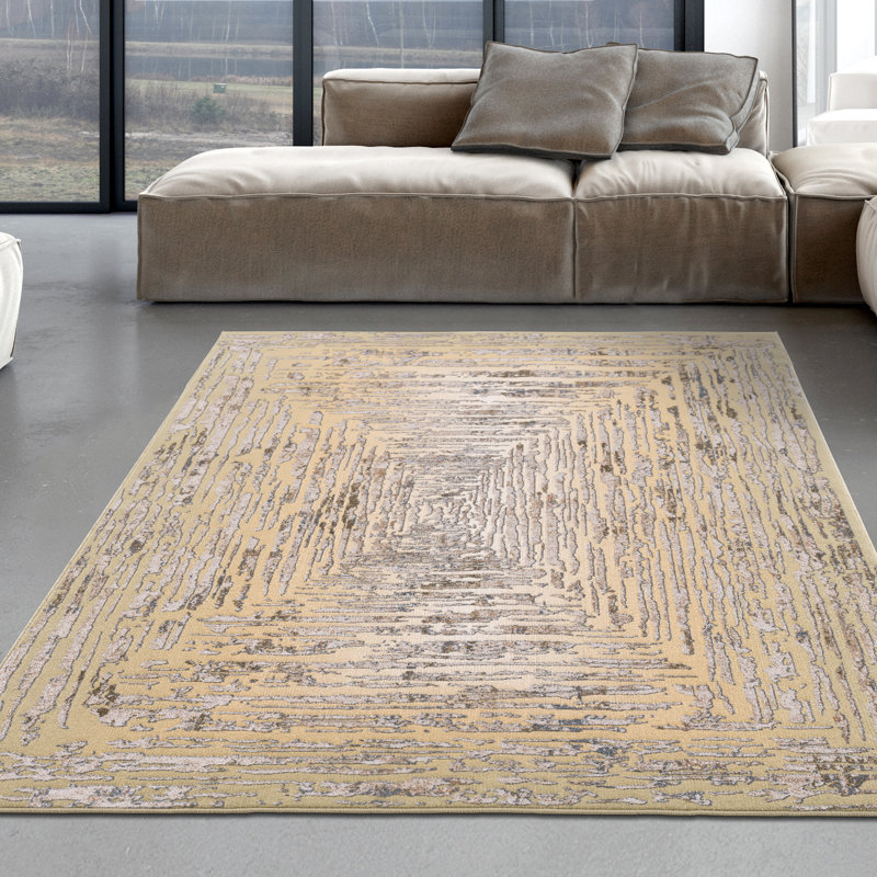 Tapis décoratif abstraite beige Delgado, Rectangle 5 pi x 7 pi 6 po