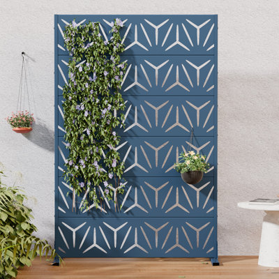 72" H x 47" W x 16" D Freestanding Outdoor Metal Privacy Screen Decorative Screen Room Divider Lattice Panel Fence Panel for Patio
