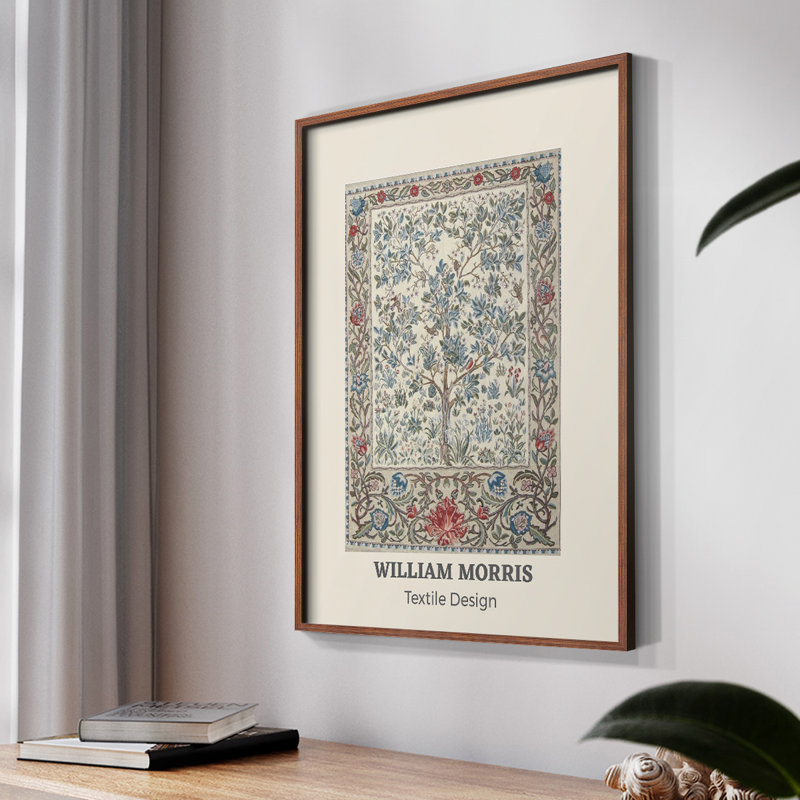 William Morris, reproduction encadrée CVI, Noyer, H 14 po x l 11 po