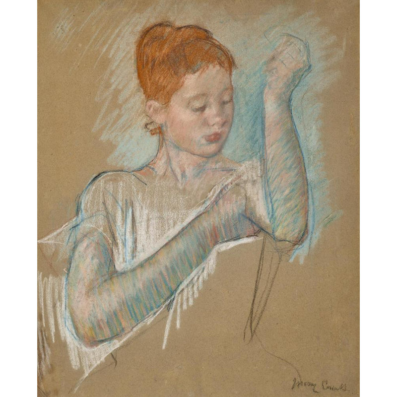 «The Long Gloves» par Mary Cassatt - Art mural sur toile tendue avec châssis, H 24 po x l 17 po