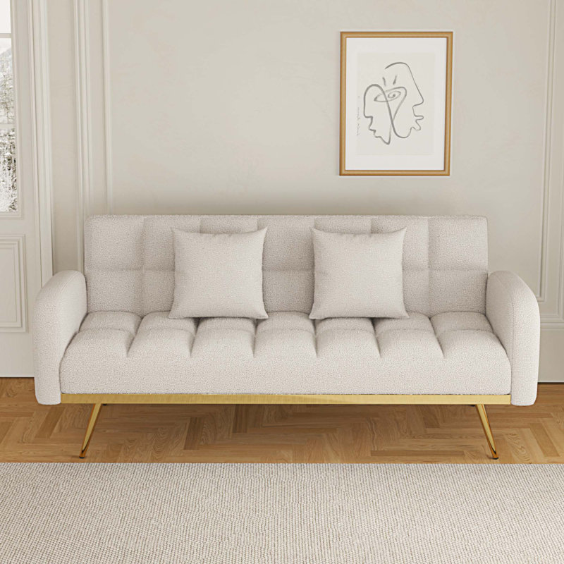 Teivi Upholstered 69'' Sleeper Sofa, Beige Fabric