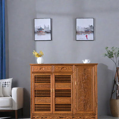 Armoire de véranda en bois massif avec rangement chinois