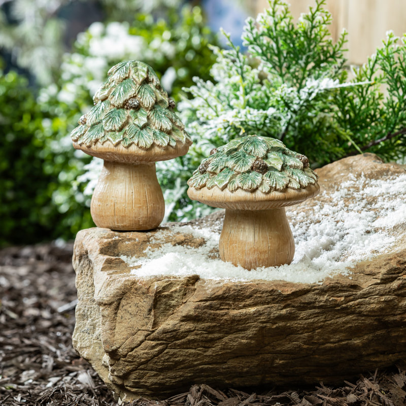 Statue champignon 5 po H, lot de 2