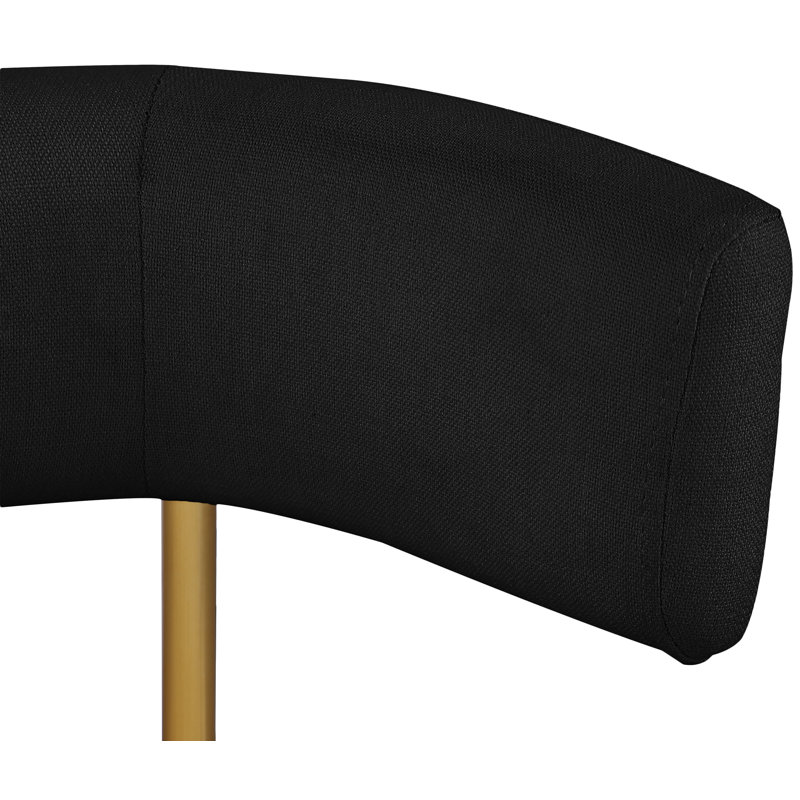 Chaise en tissu texturé Klaidi, Tissu texturé en lin noir, Or brossé