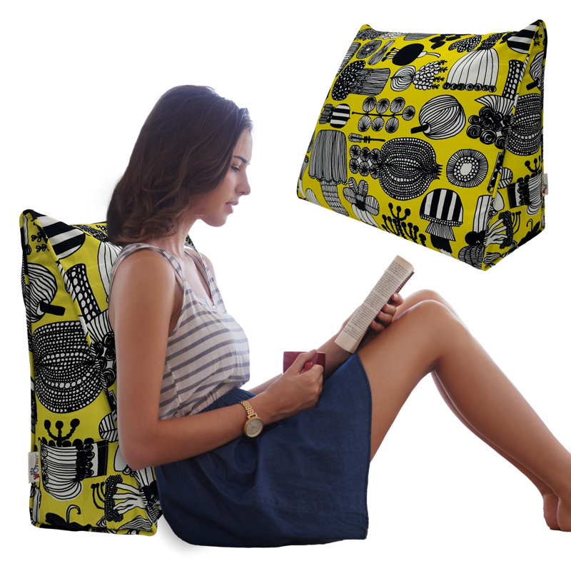 Coussin lombaire à coussin de lecture en coton, Jardinier noir / blanc / jaune