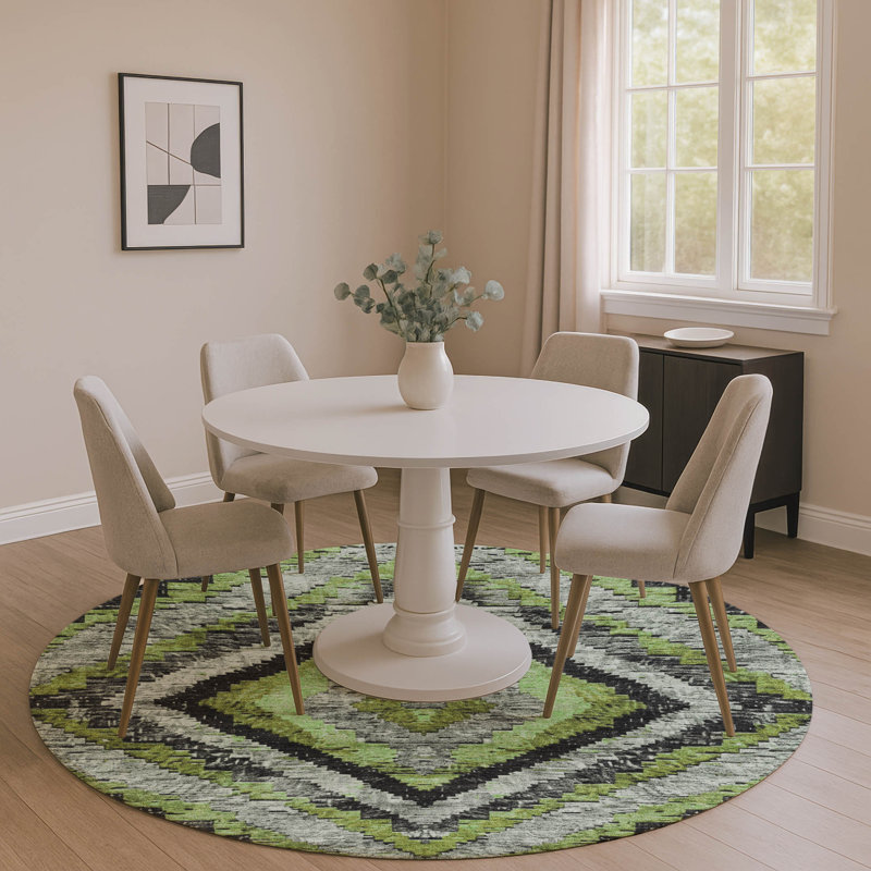 Premium Machine Washable Jakiyra AMF1890 Aztec Rug, Round 8'