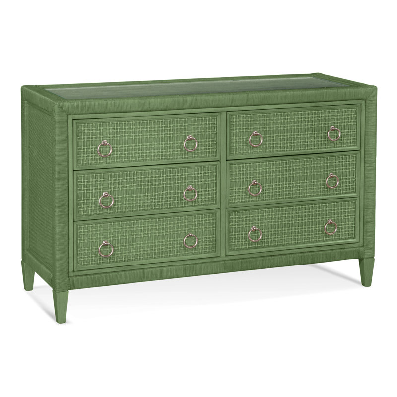 Commode 6 tiroirs Monterey, Oui, Saule, Nickel satiné