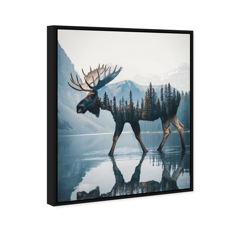 Forest Moose I Print by Oliver Gal, 21" H x 17" W, Black Floater Frame