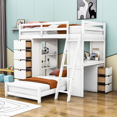 Lit superposé simple au-dessus de simple avec tiroirs Dimmick Kids