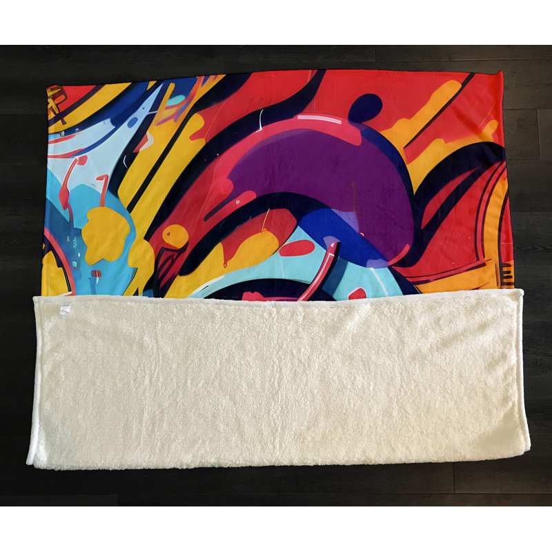 Throw Blanket, 68" W x 80" L, Abstract, Purple/Red/Yellow/Blue