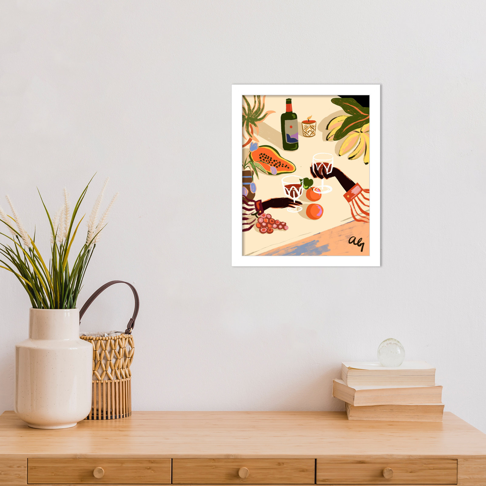 Pritchard "Cheers to You (Wine)" Print, White, 13" H x 11" W