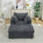 47.7'' Oversized Corduroy Chaise Longue With Ottoman, Deep Seat Reclining Chair Sofa, Comfy Thicked Upholstered Pad Chair,With Foot Stool,OVERSIZE, Movable Ottoman, Dark Gray-1964754403