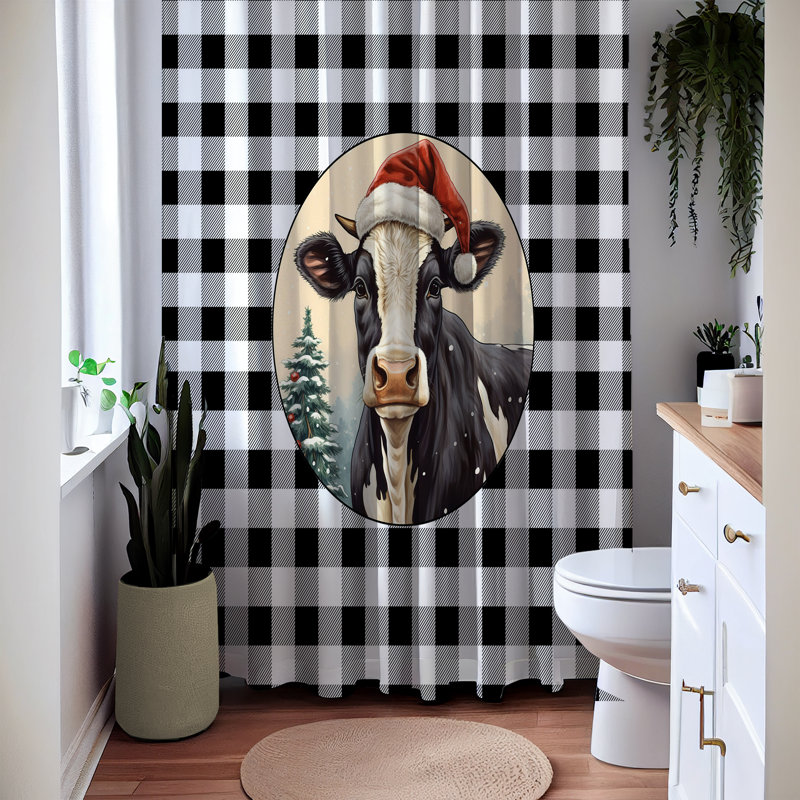 Jiyu Gingham Shower Curtain, 72" H x 70" W