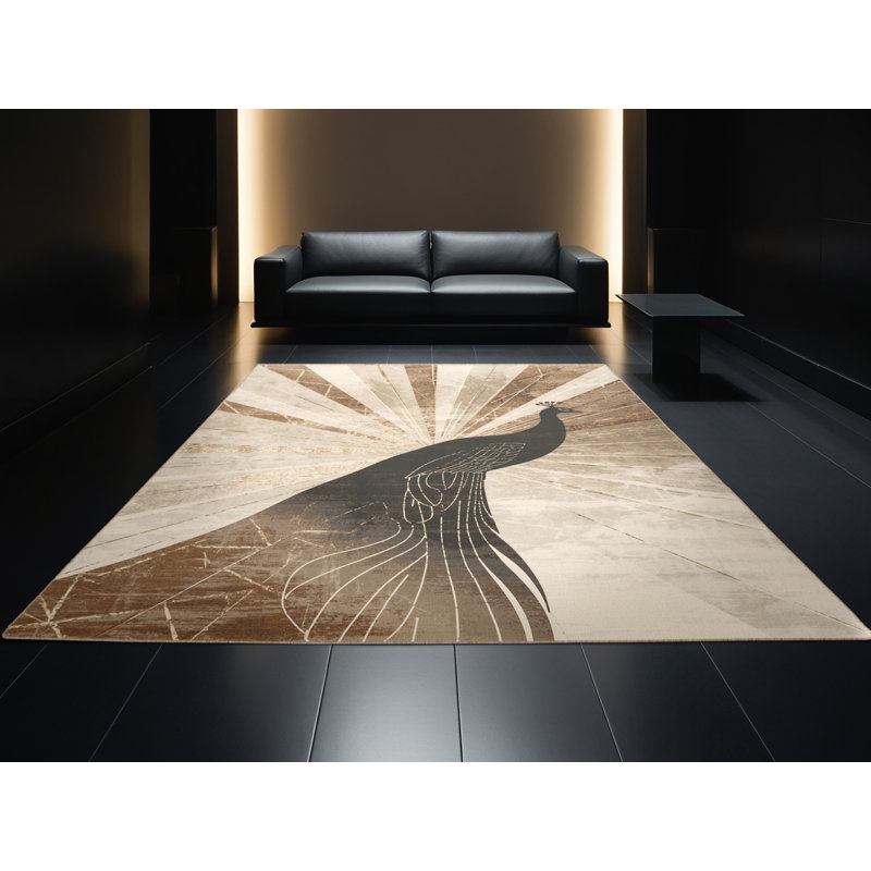 Tapis moelleux doux et moelleux Adriel Peacock, 6 X 9