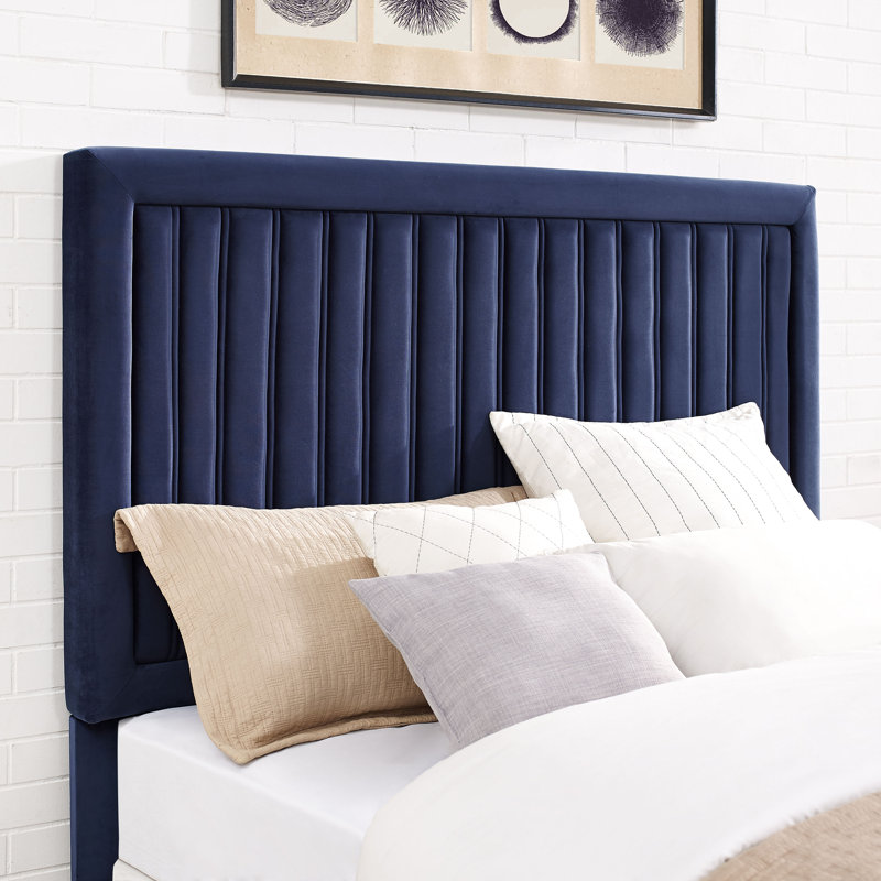 Gerke Upholstered Headboard, King, Navy