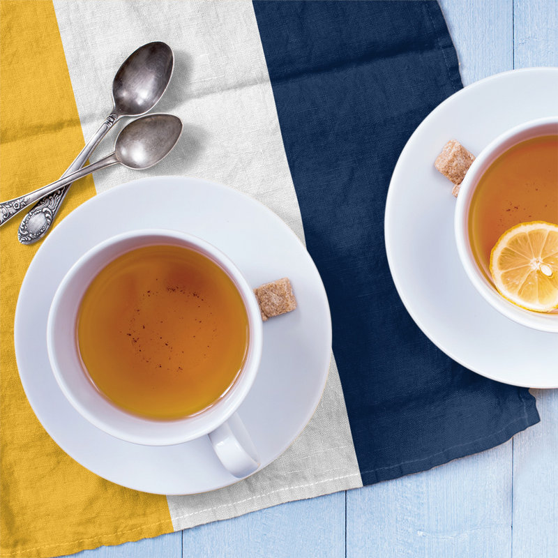 Anaheim Stripe Tea Towel Kitchen Towel, Cotton Twill, Gold/White/Blue