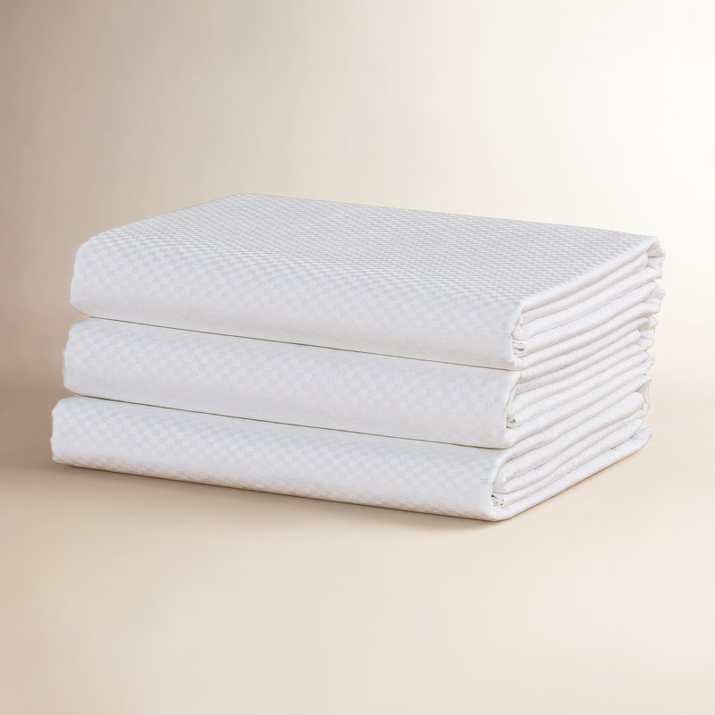 Drap-housse 100% satin de coton à carreaux, Grand